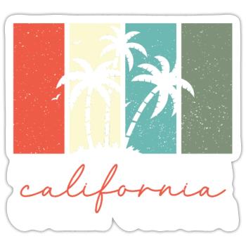 Californie Soleil d’été Palm Beach Eau - Sticker taille S (10 x 10 cm) - blanc mat - Devant
