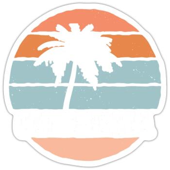 Californie Soleil d’été Palm Beach Eau - Sticker taille S (10 x 10 cm) - blanc mat - Devant