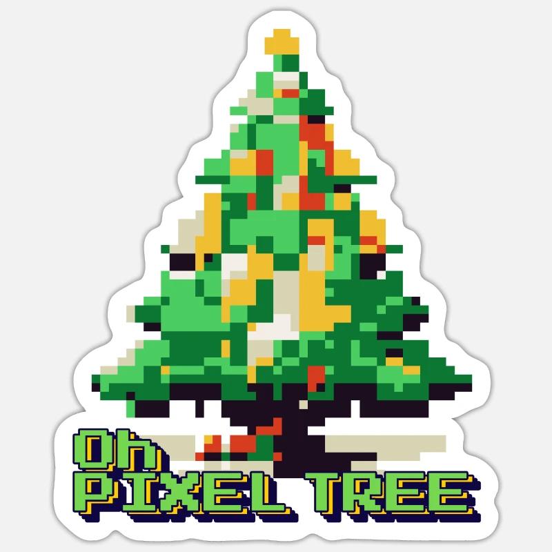 8-bit Christmas Magic . Oh Pixel Tree Sticker size S (10 x 10 cm)