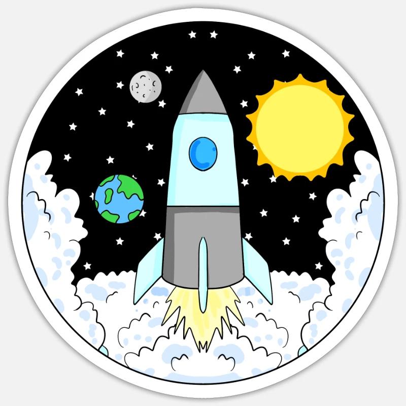 Rocket Space Space - Sticker size S (10 x 10 cm) - white matte