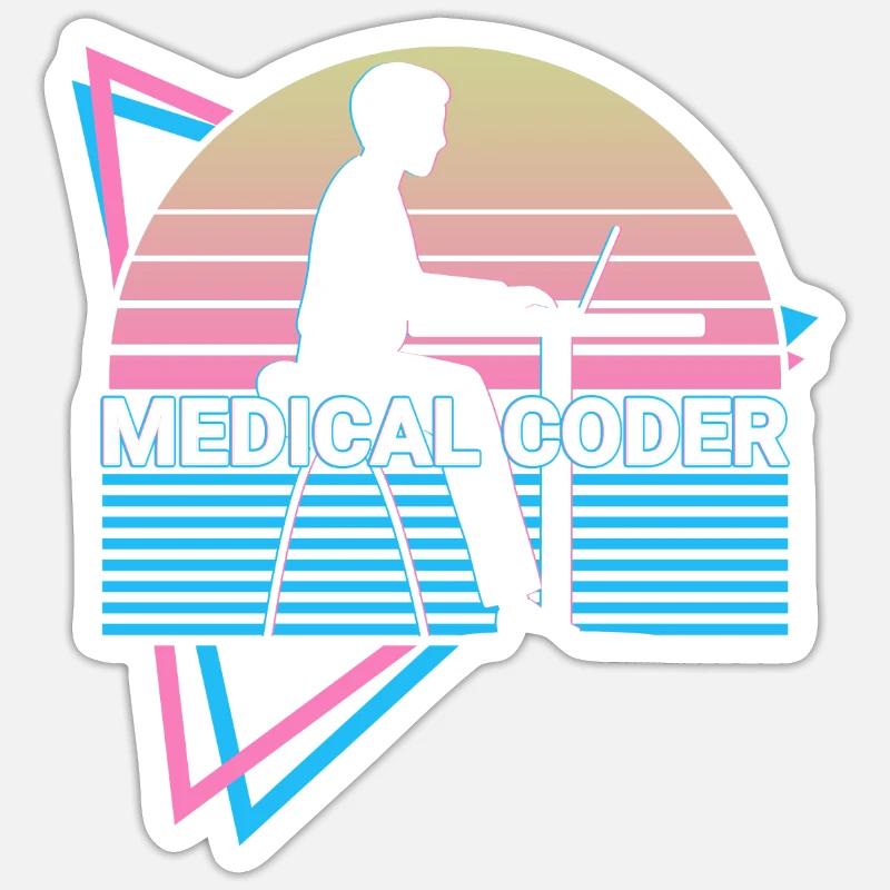 Codeur médical Rétro - Sticker taille S (10 x 10 cm) - blanc mat