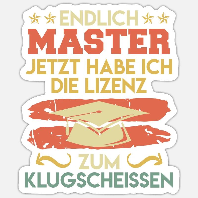 Endlich Master jetzt klugscheißen Master Abschluss - Sticker Größe S (10 x 10 cm) - Mattweiß