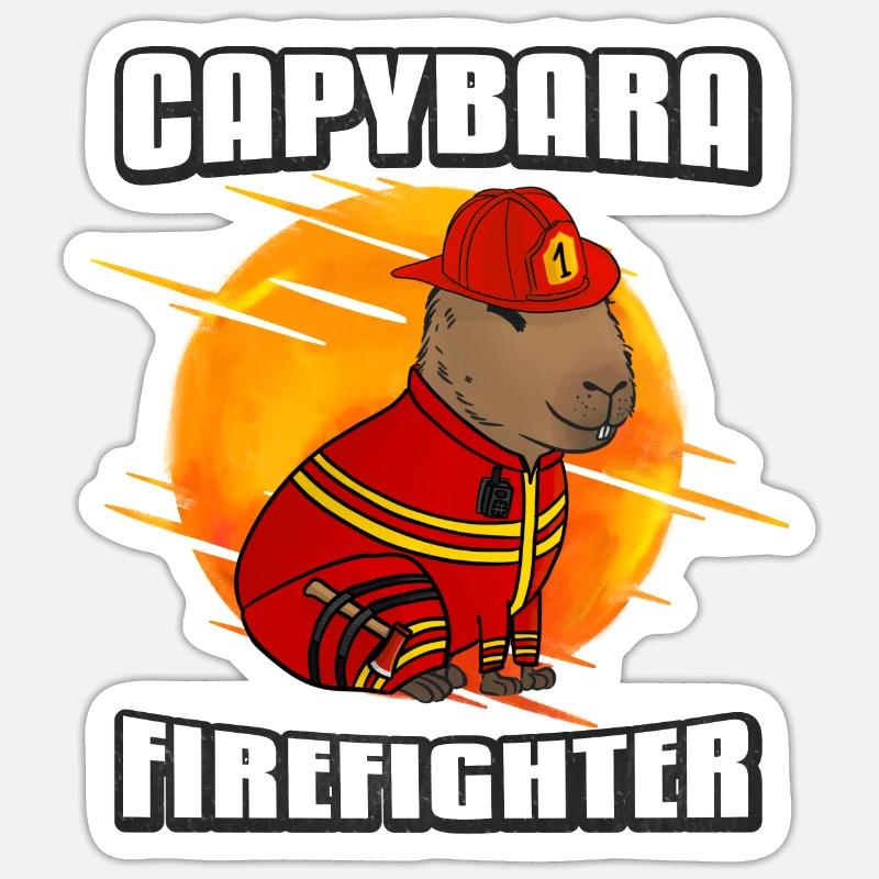 Fireman Capybara - Sticker size S (10 x 10 cm) - white matte