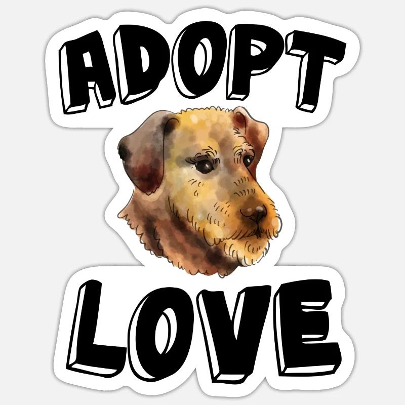 Adoptier Hundeliebe Airedale Terrier Irish Terrier - Sticker Größe S (10 x 10 cm) - Mattweiß