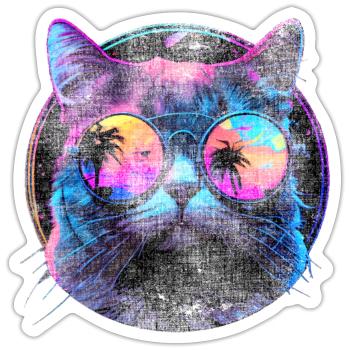 Cat sunglasses cat with glasses - Sticker size S (10 x 10 cm) - white matte - Front