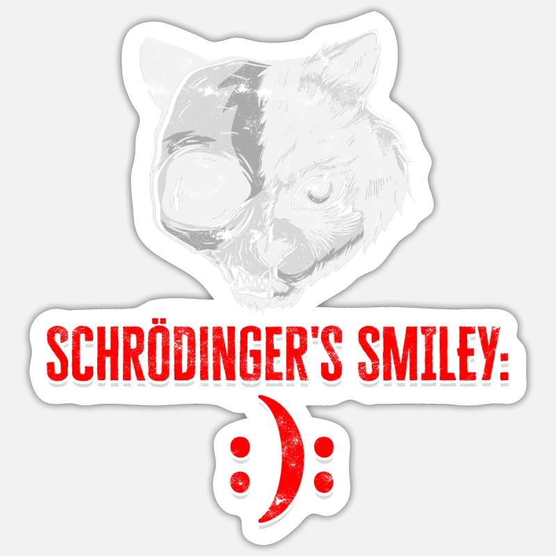 Schrodingers Katzen Quantenphysik - Sticker Größe S (10 x 10 cm) - Mattweiß