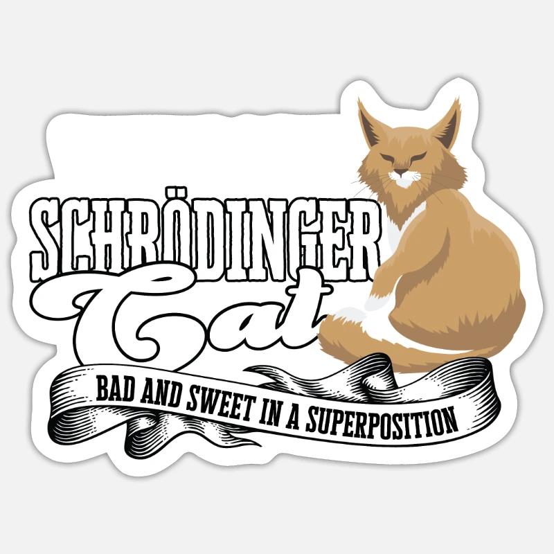 Superposition du chat de Schrödinger Physique quantique Sticker taille S (10 x 10 cm)
