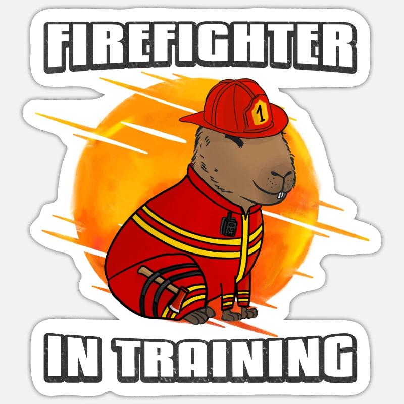 Firefighter in training - Sticker size S (10 x 10 cm) - white matte