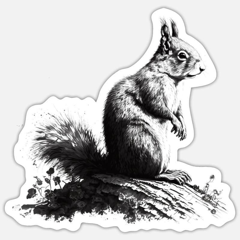 Squirrel art - Sticker size S (10 x 10 cm) - white matte
