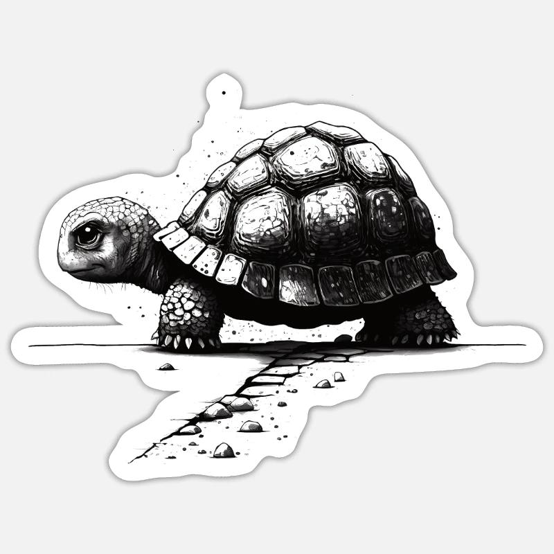 Turtle Stencil Design Art - Sticker size S (10 x 10 cm) - white matte