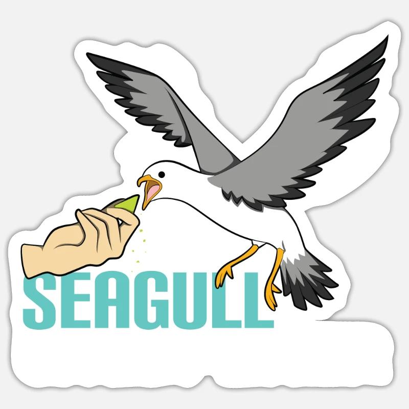 Mouette - Sticker taille S (10 x 10 cm) - blanc mat