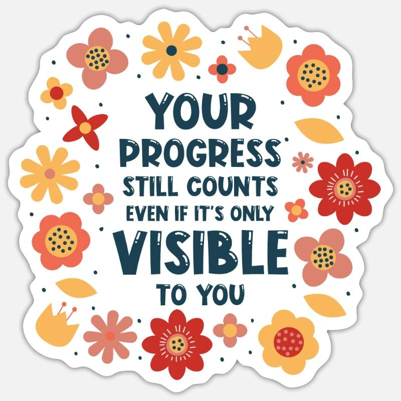 Living Progress cite un message positif - Sticker taille S (10 x 10 cm) - blanc mat