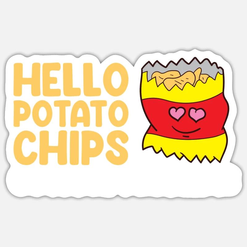 Bonjour Chips Goodbye Problèmes Chips Chips - Sticker taille S (10 x 10 cm) - blanc mat