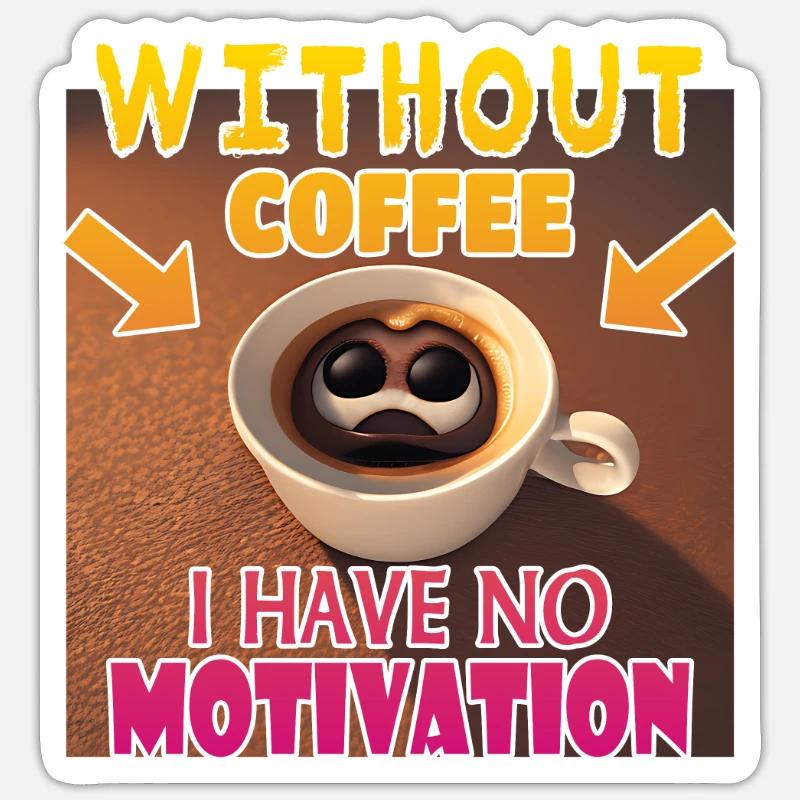 Pas de motivation sans café - Sticker taille S (10 x 10 cm) - blanc mat