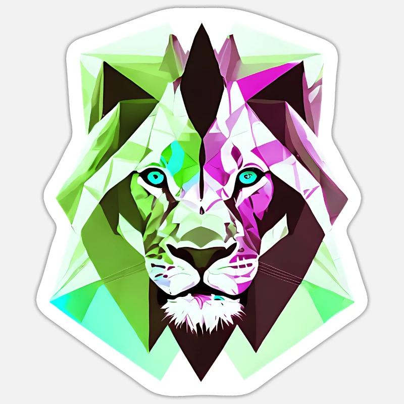 Polygon Löwe - Sticker Größe S (10 x 10 cm) - Mattweiß