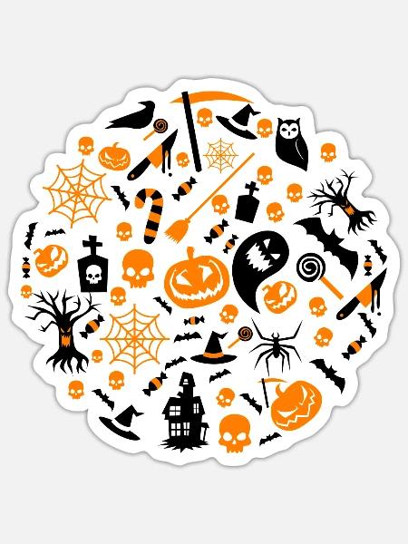 Halloween Ikonen - Sticker Größe S (10 x 10 cm) - Mattweiß