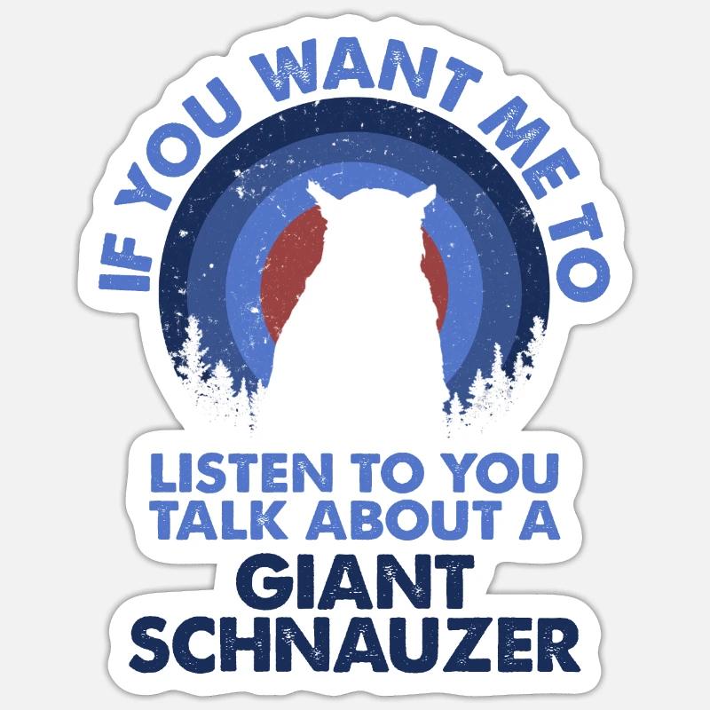 Parlez du chien Schnauzer Géant - Sticker taille S (10 x 10 cm) - blanc mat