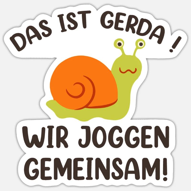 Das Ist Gerda Wir Joggen Gemeinsam - Sticker Größe S (10 x 10 cm) - Mattweiß