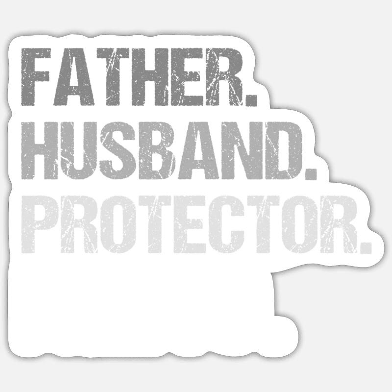 Father Husband Protector Hero - Sticker Größe S (10 x 10 cm) - Mattweiß