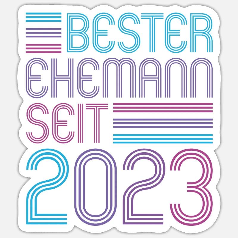 bester Ehemann seit 2023 1.Hochzeitstag - Sticker Größe S (10 x 10 cm) - Mattweiß