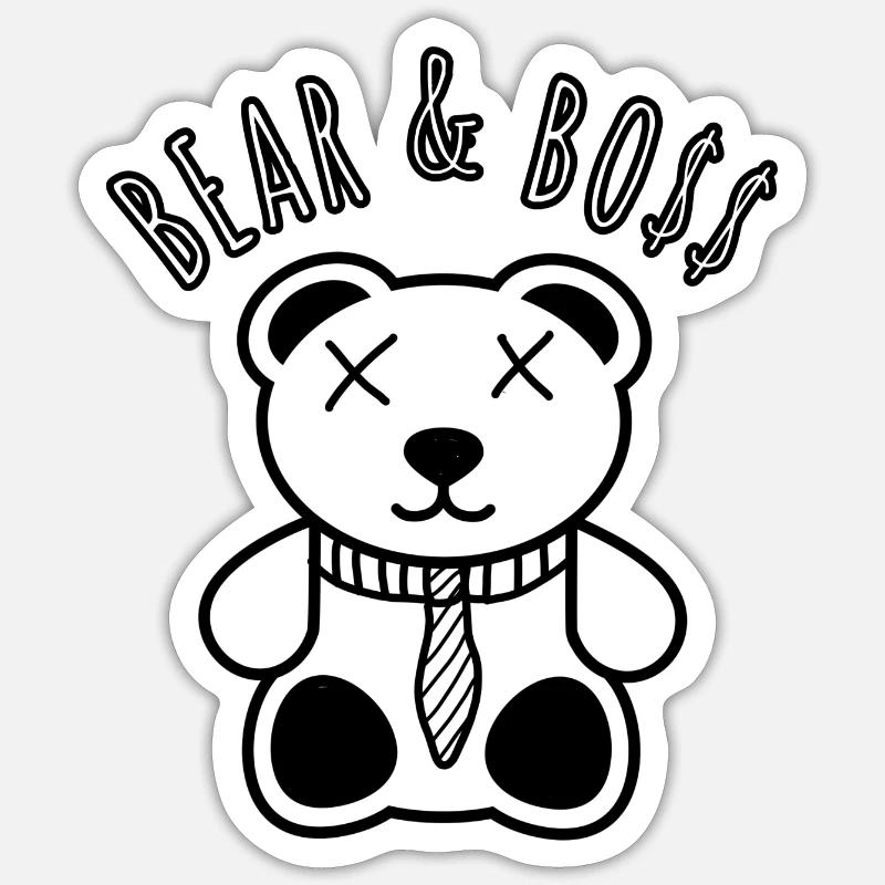Ours boss - Sticker taille S (10 x 10 cm) - blanc mat