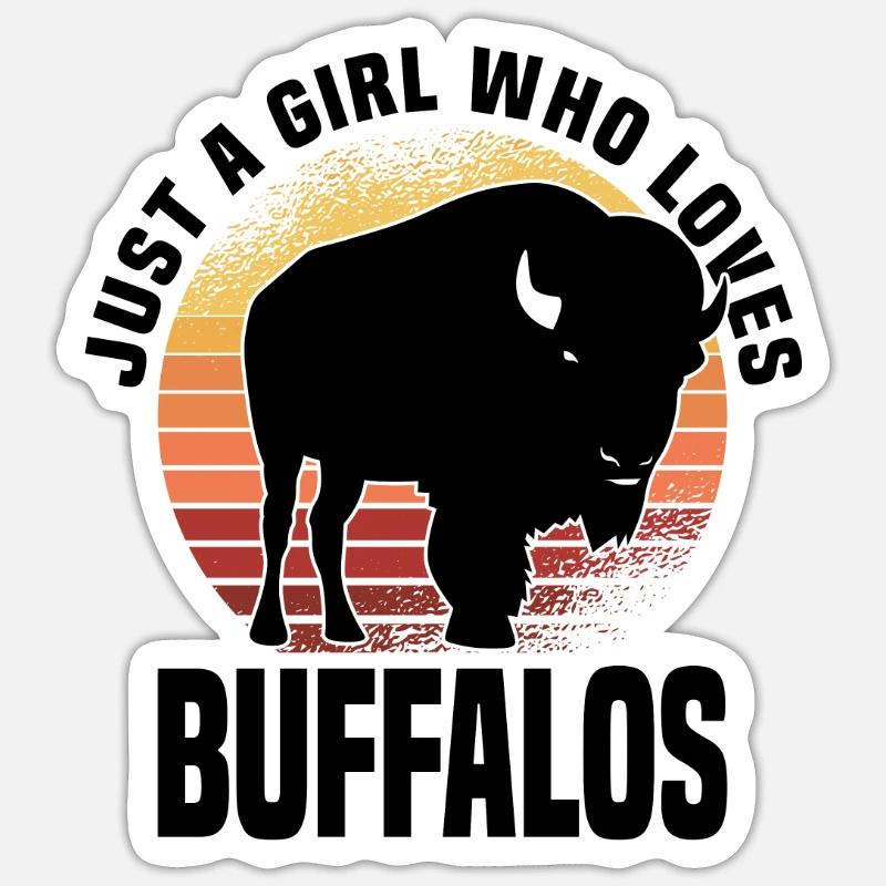 Buffle Bison Buffle Amérindien - Sticker taille S (10 x 10 cm) - blanc mat