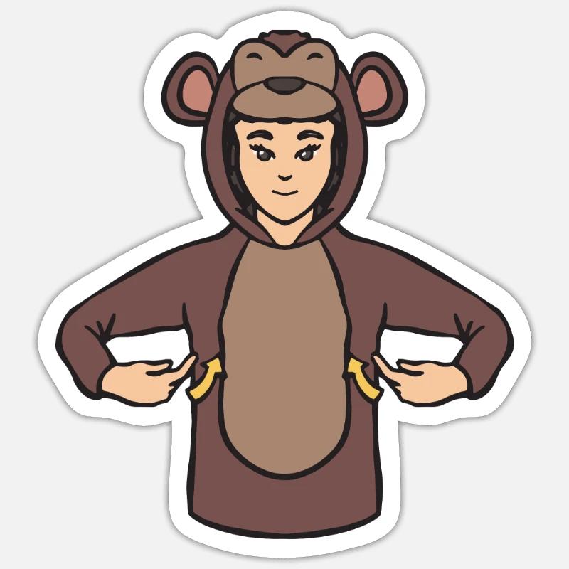 Monkey ASL Gestes de la main Perte auditive sourde Sticker taille S (10 x 10 cm)
