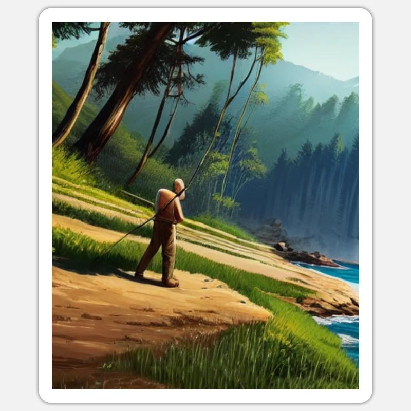 Wanderer - Sticker Größe S (10 x 10 cm) - Mattweiß