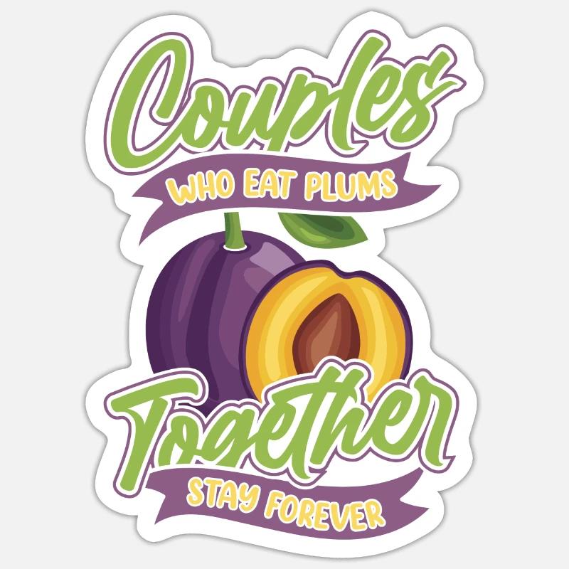 Paire de prunes - Sticker taille S (10 x 10 cm) - blanc mat
