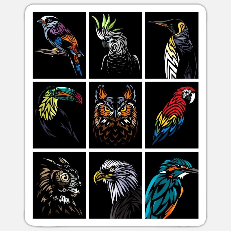 Rectangles with birds Sticker size S (10 x 10 cm)