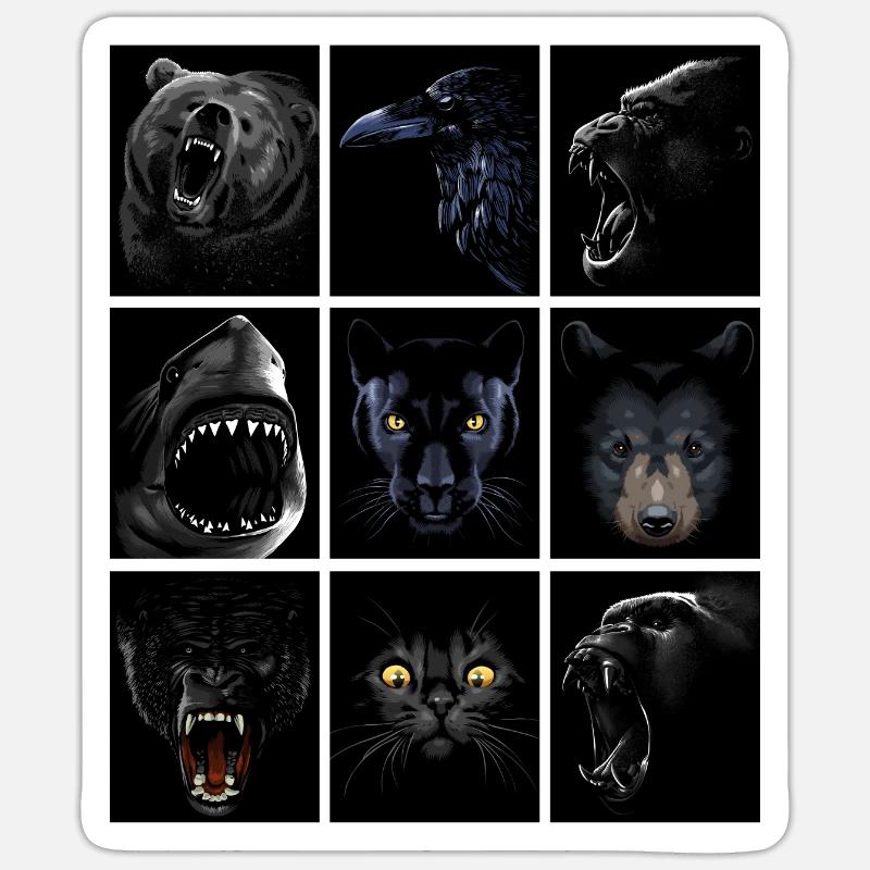 Rectangles with tribal animals - Sticker size S (10 x 10 cm) - white matte