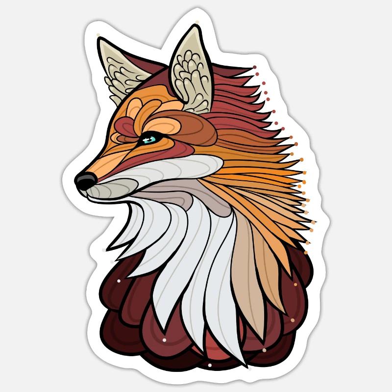 Renard fluide - Sticker taille S (10 x 10 cm) - blanc mat