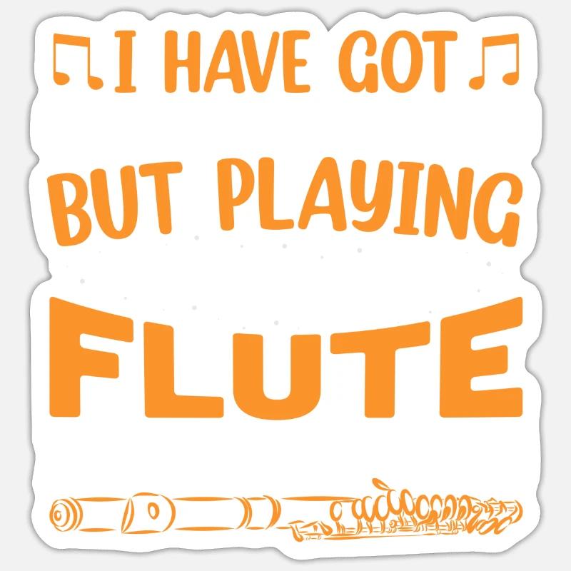 Ho molti problemi, ma suonare il flauto - Sticker formato S (10 x 10 cm) - bianco opaco