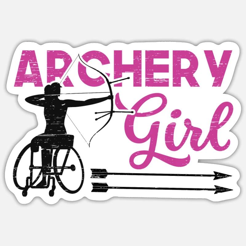 Bogenschießen-mädchen-paralympisches - Sticker Größe S (10 x 10 cm) - Mattweiß