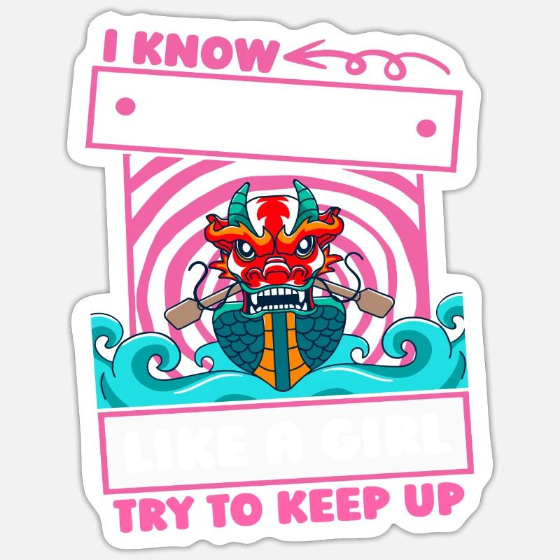 Rudern Ruderer Mädchen - Sticker Größe S (10 x 10 cm) - Mattweiß