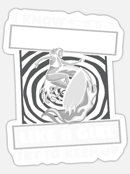 Surfer Surfen Mädchen - Sticker Größe S (10 x 10 cm) - Mattweiß