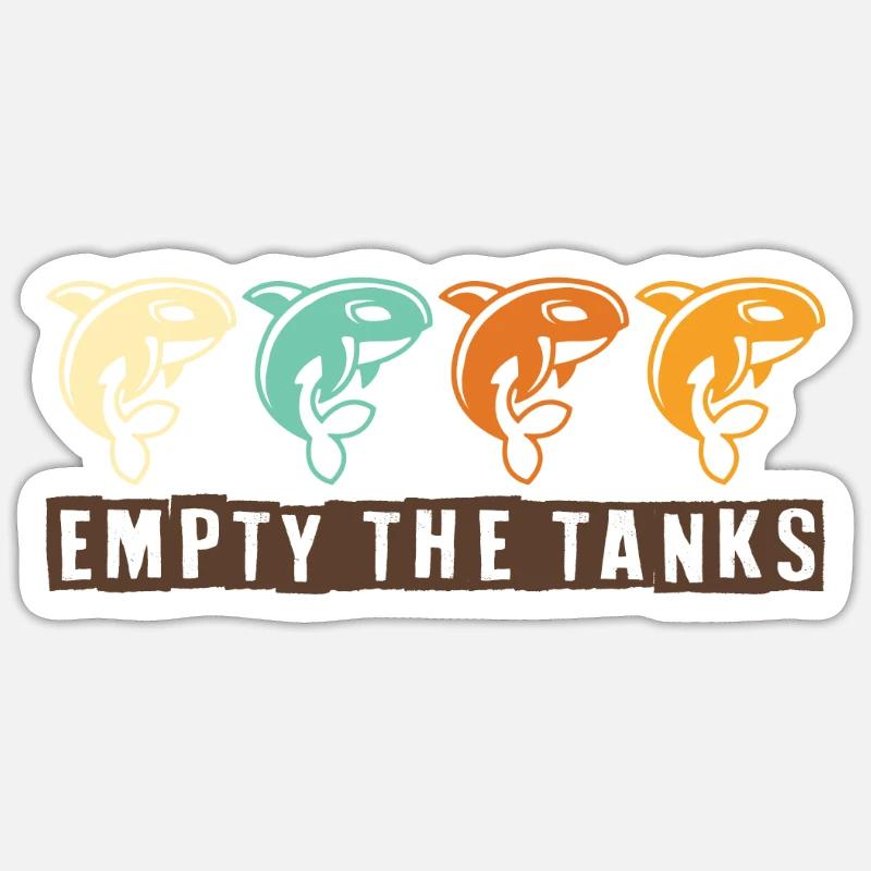 Orcas Empty The Tanks Orcas Wal Meer - Sticker Größe S (10 x 10 cm) - Mattweiß
