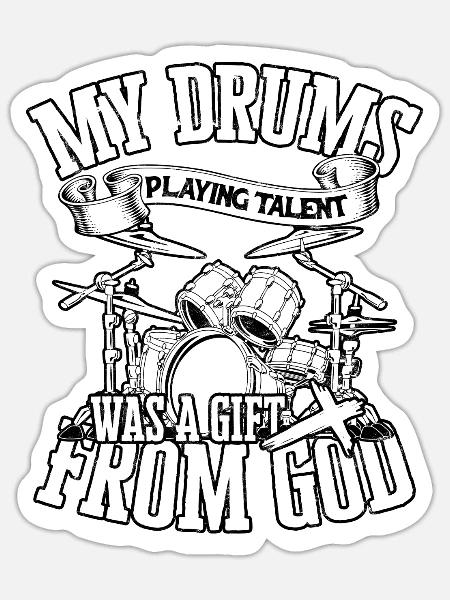 Drummer Jesus Kreuz Schlagzeug Schlagzeuger - Sticker Größe S (10 x 10 cm) - Mattweiß