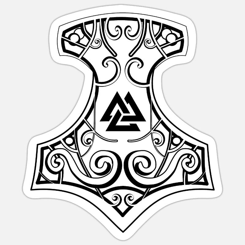 Thors Hammer - Mjölnir mit Valknut Sticker Größe S (10 x 10 cm)