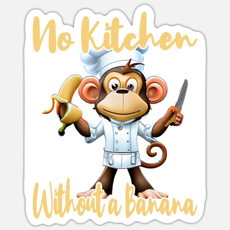 Cuisine Monkey Banana Vibes - Sticker taille S (10 x 10 cm) - blanc mat