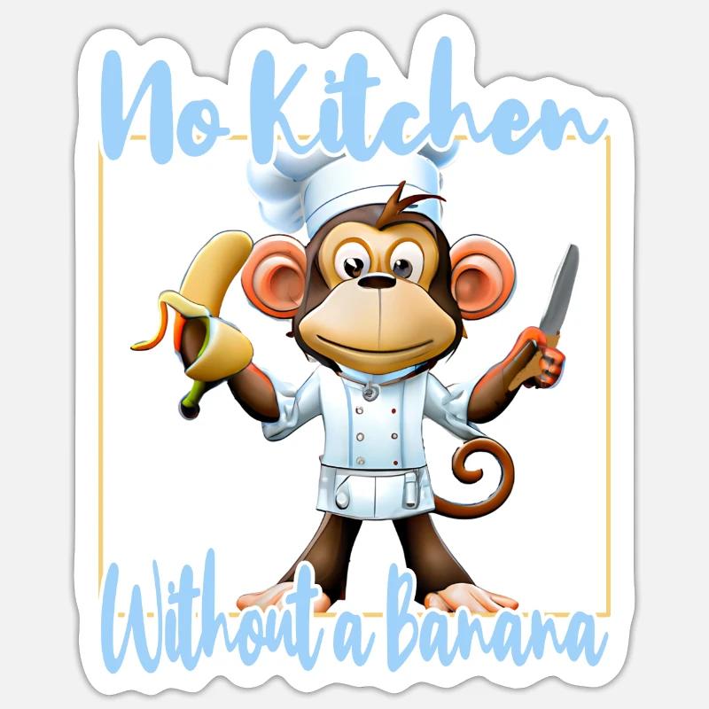 Kitchen Monkey Banana Vibes - Sticker size S (10 x 10 cm) - white matte