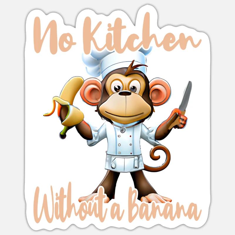 Kitchen Monkey Banana Vibes - Sticker size S (10 x 10 cm) - white matte