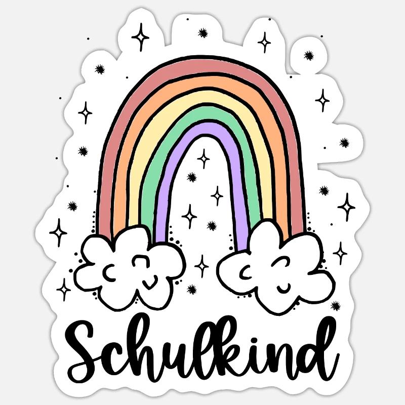 Schulkind Regenbogen Mädchen Junge Einschulung Sticker Größe S (10 x 10 cm)