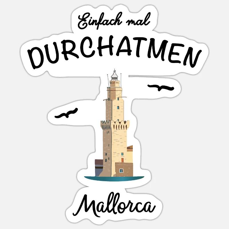 Mallorca, Einfach mal Durchatmen - Sticker Größe S (10 x 10 cm) - Mattweiß