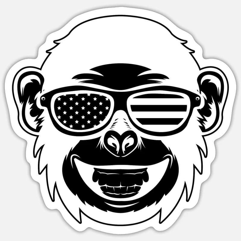 Monkey Head Monkey - Sticker Größe S (10 x 10 cm) - Mattweiß