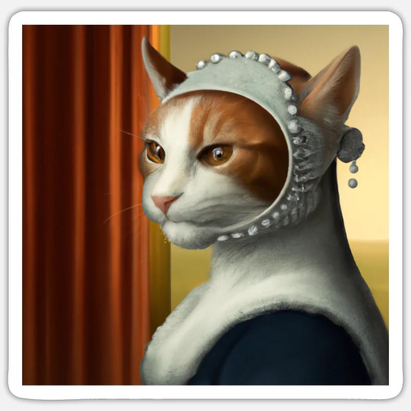 Histoire de l’art du chat - Sticker taille S (10 x 10 cm) - blanc mat