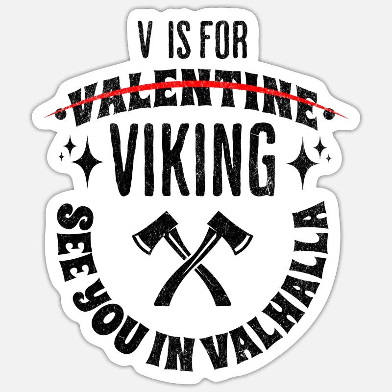 Valentins Tag Wikinger Nordmann Geschenk - Sticker Größe S (10 x 10 cm) - Mattweiß