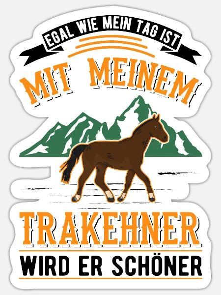 Trakehner Geschenk Trakehner Pferd - Sticker Größe S (10 x 10 cm) - Mattweiß