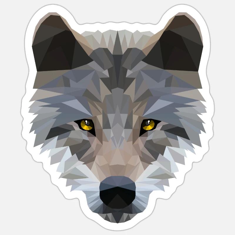 Wolfkopf -Low Poly Art. - Sticker taille S (10 x 10 cm) - blanc mat