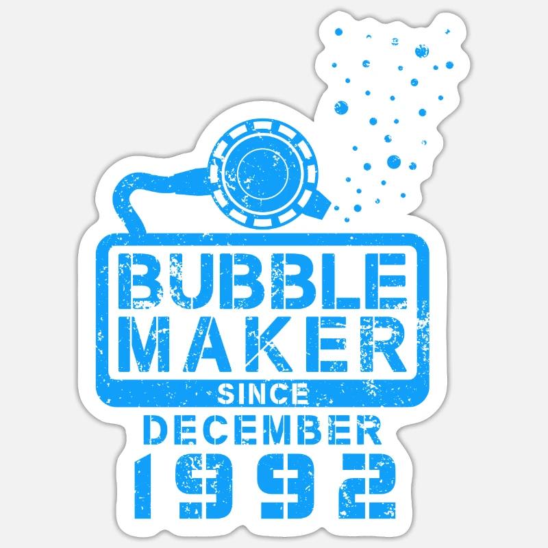 Diver Birthday Bubblemaker since December 1992 Sticker size S (10 x 10 cm)